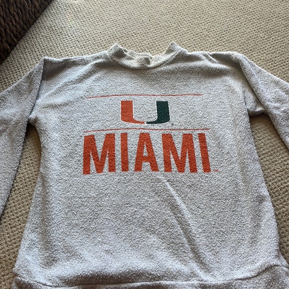 UM UNIVERSITY OF MIAMI WOOLY THREADS MOCK NECK SWEATSHIRT - Picture 1 of 2